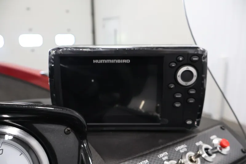 Slide: The Image of Humminbird fish finder on 2026 Crestliner 1650 HAWK SC boat dashboard. - 25