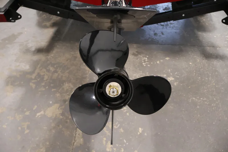 Slide: The Image of Propeller of 2026 Crestliner 1650 HAWK SC boat on concrete floor. - 35