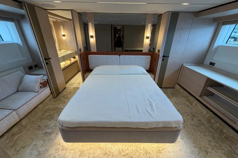 Slide: The Image of Luxurious bedroom interior of 2028 Solaris Power 70 Long Range yacht. - 32