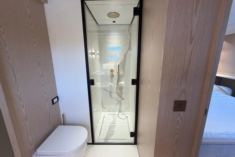Slide: The Image of Luxurious bathroom interior of 2028 Solaris Power 70 Long Range yacht. - 37