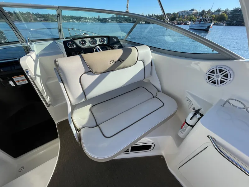 Slide: The Image of Interior of a 2015 Sea Ray Sundancer 280 yacht with helm station. - 12