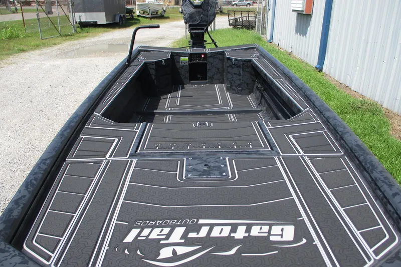 Slide: The Image of 2026 Gator Tail 1854 Extreme boat interior with custom flooring design. - 2