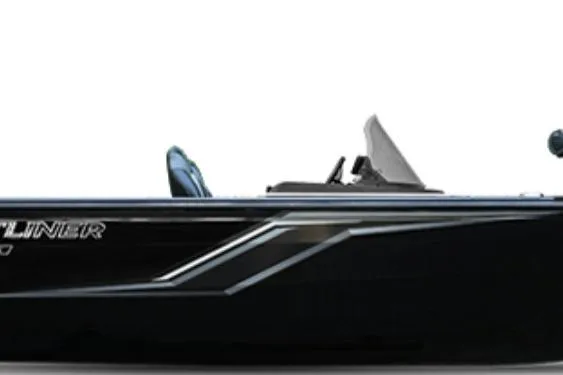 The Image of 2026 Crestliner 1650 HAWK SC boat, sleek black design, side view. - 1
