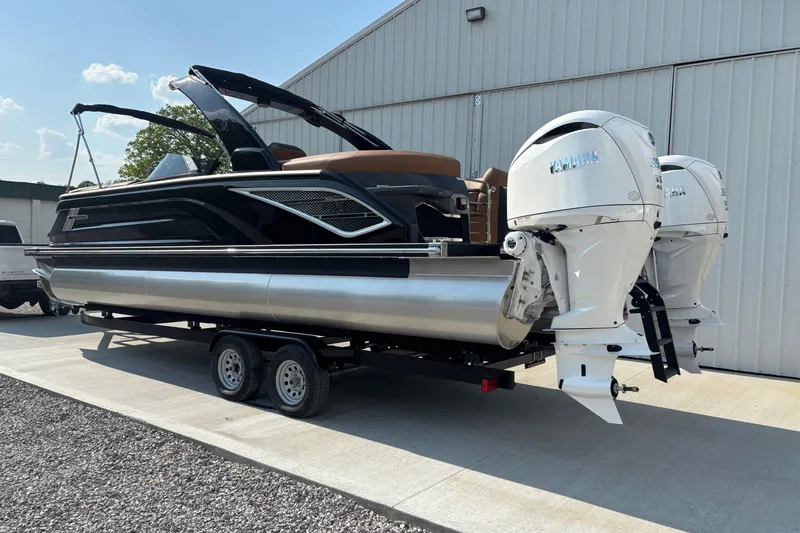Slide: The Image of 2026 Bennington 27 QXFBWA T2 pontoon boat with Yamaha engines. - 3