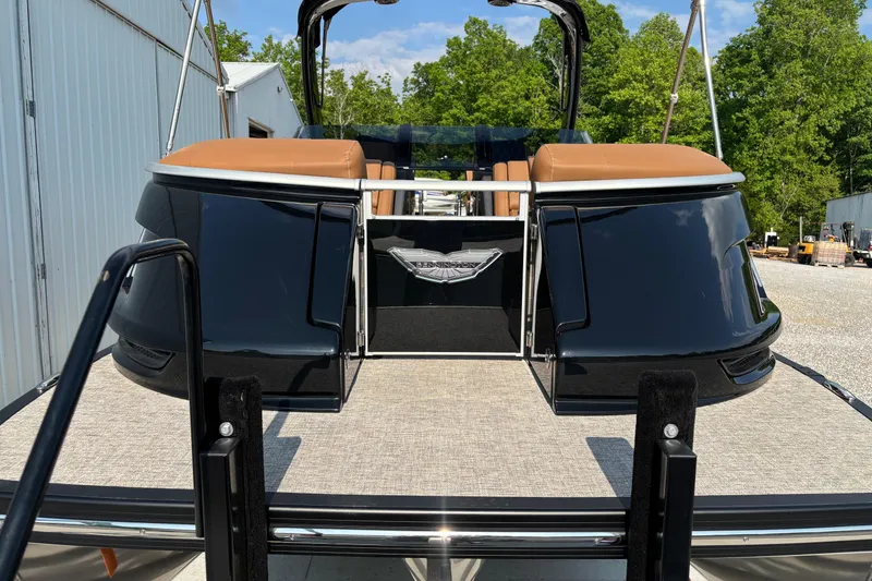 Slide: The Image of 2026 Bennington 27 QXFBWA T2 pontoon boat, black rear view. - 7