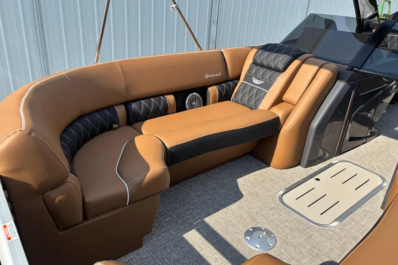 Slide: The Image of Luxurious seating in the 2026 Bennington 27 QXFBWA T2 boat. - 9