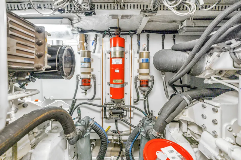Slide: The Image of Engine room of 2001 Neptunus 56 Flybridge yacht with fire suppression system. - 85