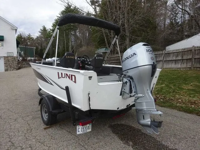 Slide: The Image of 2020 Lund 1775 Impact SS boat with Honda outboard motor. - 3