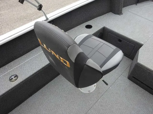 Slide: The Image of Lund 1775 Impact SS 2020 boat seat with gray upholstery. - 7