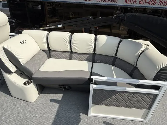 Slide: The Image of Luxurious seating in Veranda Vr235rcp pontoon boat, 2026 model. - 15
