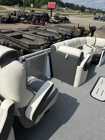 Slide: The Image of 2026 Veranda Vr235rcp pontoon boat with luxurious outdoor seating. - 26
