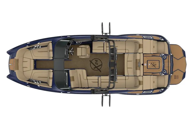 Slide: The Image of Manufacturer Provided Image: 2025 MasterCraft X24 boat interior, top view, featuring spacious seating and modern design. - 12