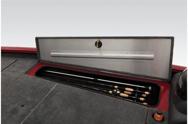 Slide: The Image of 2021 Tracker Pro Team 190 TX fishing rod compartment open. - 13