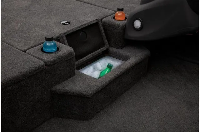 Slide: The Image of Interior of Tracker Pro Team 190 TX with cup holders and cooler compartment. - 19
