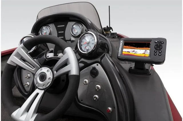 Slide: The Image of Dashboard of 2021 Tracker Pro Team 190 TX with fish finder. - 26