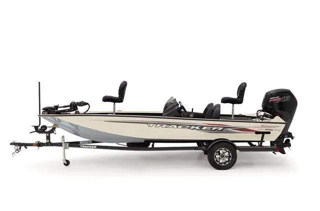 Slide: The Image of 2021 Tracker Pro Team 190 TX Tournament Ed. boat side view on trailer. - 3