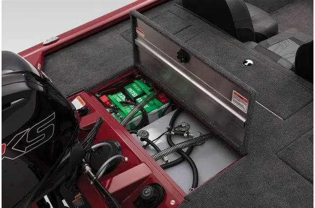 Slide: The Image of 2021 Tracker Pro Team 190 TX boat battery compartment. - 33