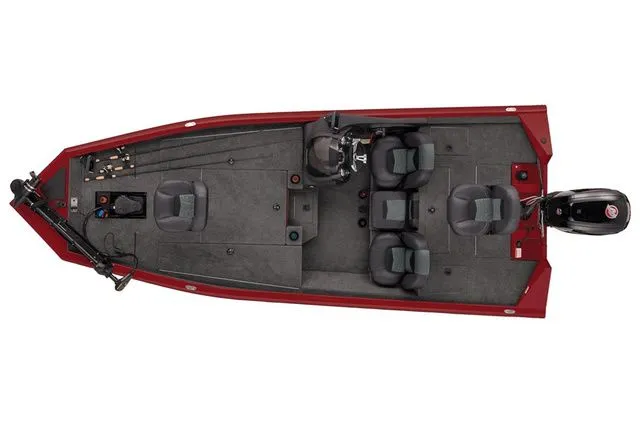 Slide: The Image of Tracker Pro Team 190 TX 2021, red fishing boat top view. - 4
