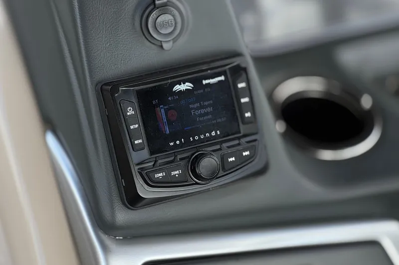 Slide: The Image of 2024 Ranger Reata 223F audio system with Wet Sounds stereo and USB port. - 30
