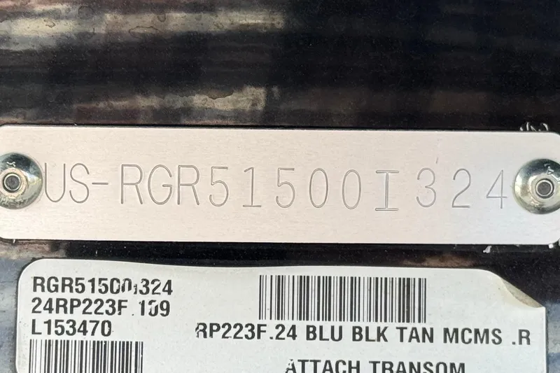 Slide: The Image of 2024 Ranger Reata 223F identification plate with serial number and barcode. - 37