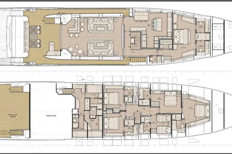 Slide: The Image of Floor plan of 2025 Majesty 120 yacht, showcasing luxurious interior and deck layout. - 98