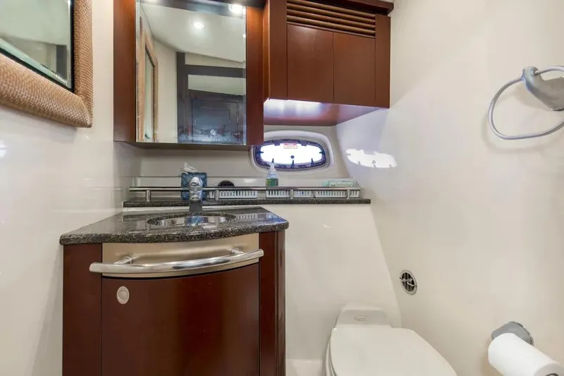 Slide: The Image of Luxurious bathroom interior of 2006 Sea Ray 48 Sundancer yacht with modern fixtures. - 30