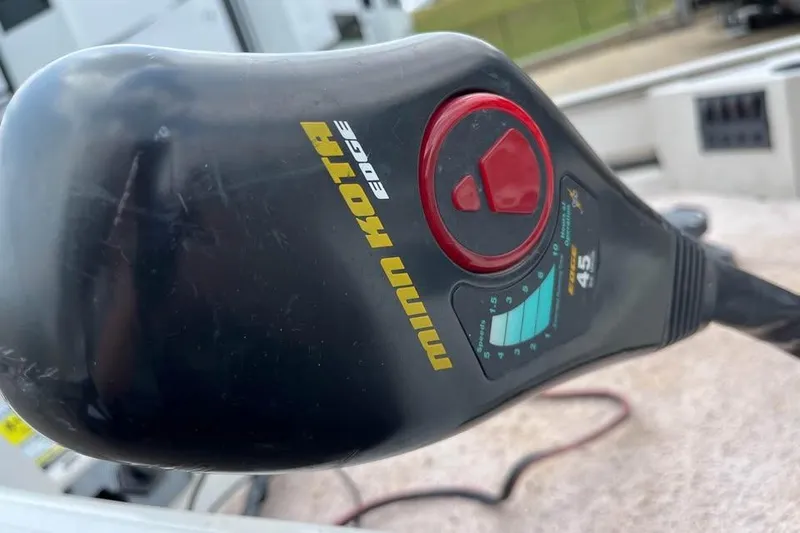 Slide: The Image of Close-up of Minn Kota Edge trolling motor control on 2011 Sea-Ark Rebel 15 boat. - 3