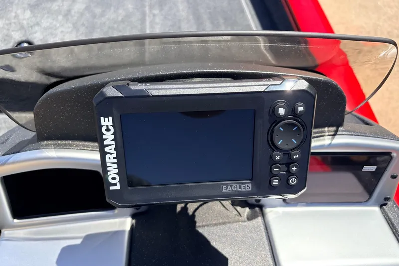 Slide: The Image of Lowrance Eagle 5 fish finder on 2026 Tracker Pro Team 175 boat dashboard. - 26