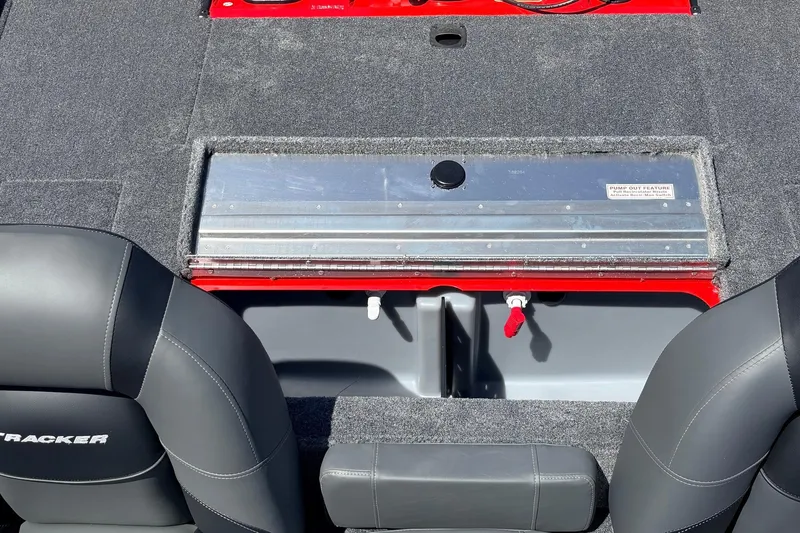 Slide: The Image of 2026 Tracker Pro Team 175 boat interior with storage compartment and seating. - 29