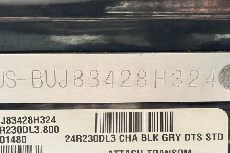 Slide: The Image of 2024 Regency 230 DL3 identification plate with serial number and barcode details. - 33