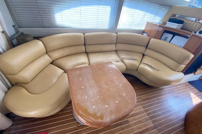 Slide: The Image of Luxurious beige leather seating in 1998 Azimut 52 yacht interior. - 28