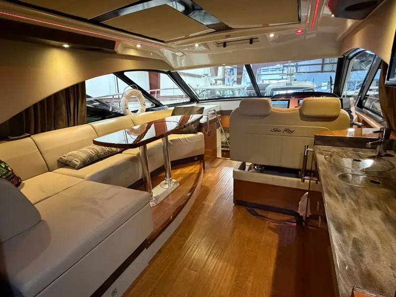 Slide: The Image of Interior of 2015 Sea Ray Sundancer 510 yacht with luxurious design. - 15