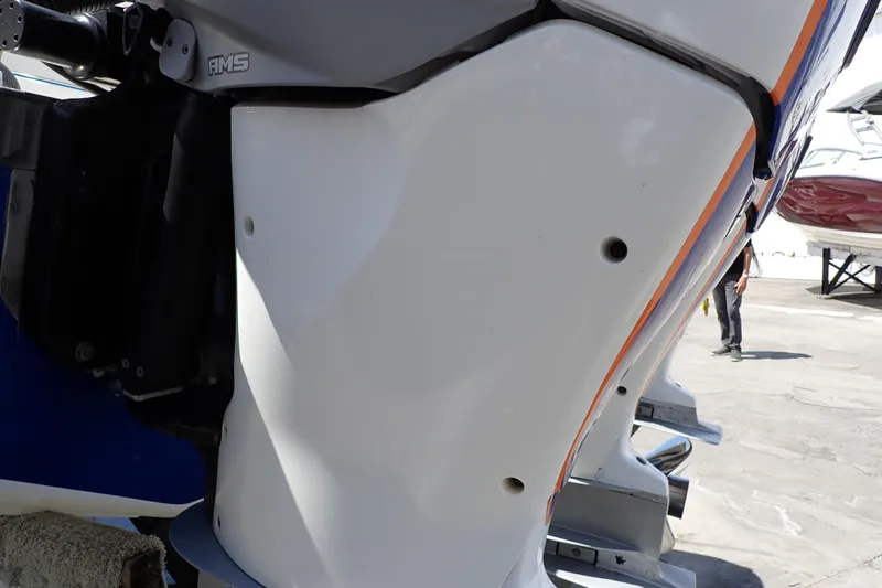 Slide: The Image of Close-up of a 2022 Deep Impact 369 Sport boat engine detail. - 107