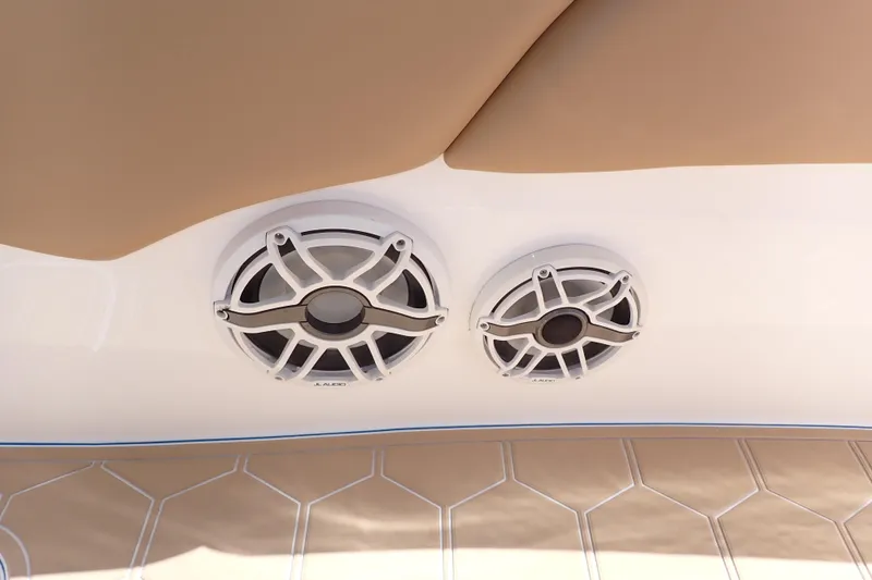 Slide: The Image of Speakers on 2022 Deep Impact 369 Sport boat, featuring JL Audio system. - 80