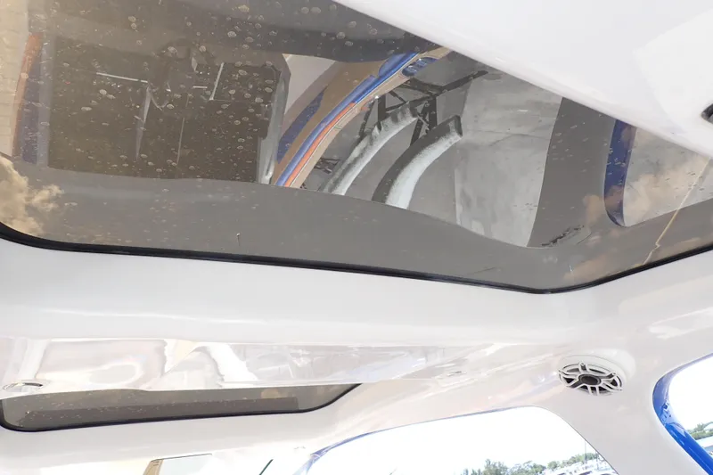 Slide: The Image of Interior view of 2022 Deep Impact 369 Sport boat's sunroof and ceiling design. - 93