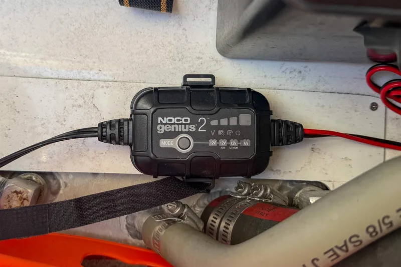 Slide: The Image of NOCO Genius 2 battery charger in 2021 AB Inflatables Oceanus 14 VST boat. - 17