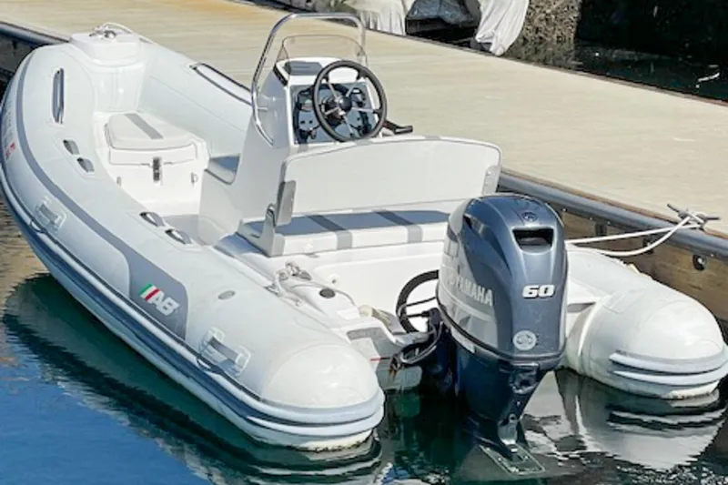 Slide: The Image of 2021 AB Inflatables Oceanus 14 VST boat with Yamaha 60 engine docked at marina. - 4