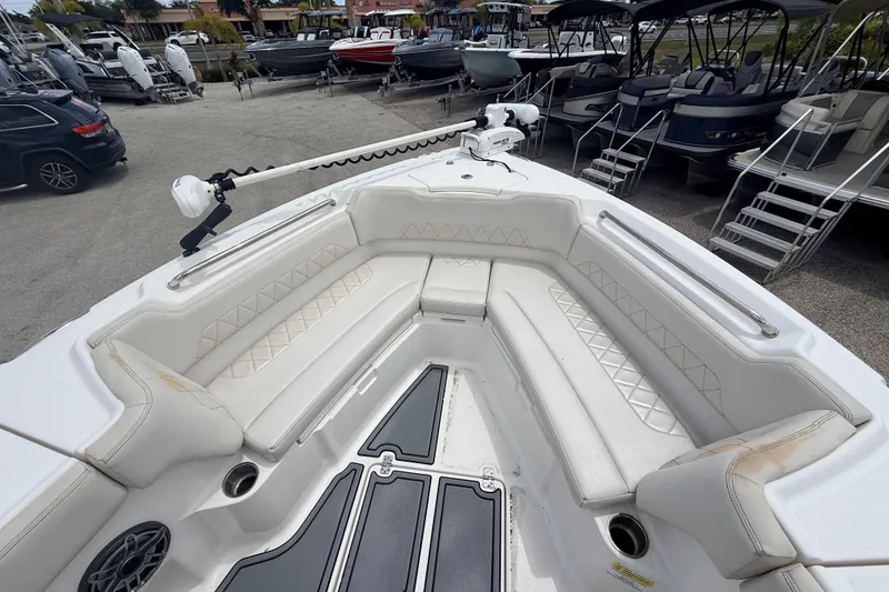 Slide: The Image of 2021 Blue Wave 2800 Makaira boat with spacious seating and modern design. - 11