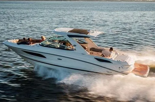 Slide: The Image of Manufacturer Provided Image: 2016 Sea Ray 350 SLX cruising on open water. - 2