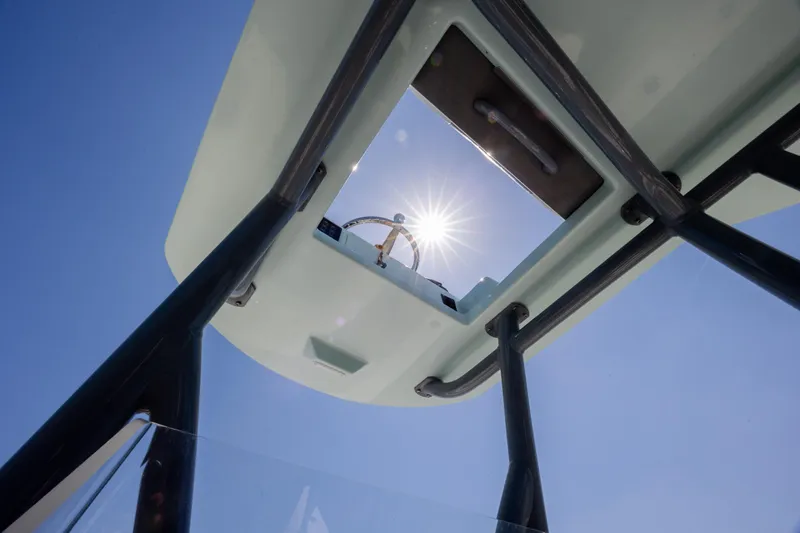 Slide: The Image of View from below the ZCB Freemason 26 boat, sun shining through the hatch, 2022 model. - 40