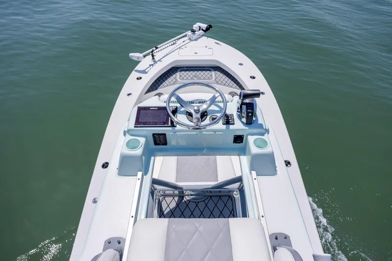 Slide: The Image of Cockpit view of 2022 ZCB Freemason 26 boat on water. - 43