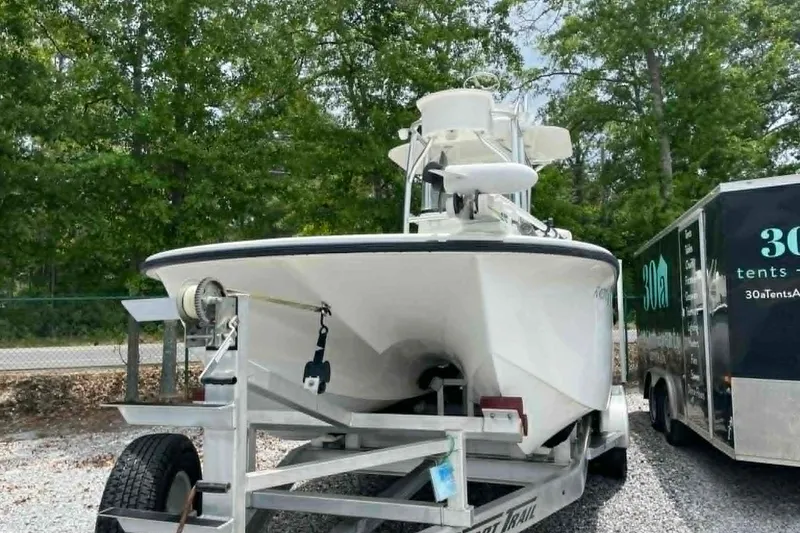 Slide: The Image of 2019 Tideline 235 Hybrid - Catamaran Hull and Bow Access - 8