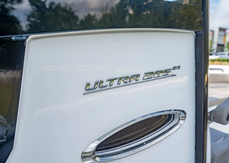 Slide: The Image of Close-up of Sea Hunt ULTRA 285CB boat emblem, year 2026. - 25