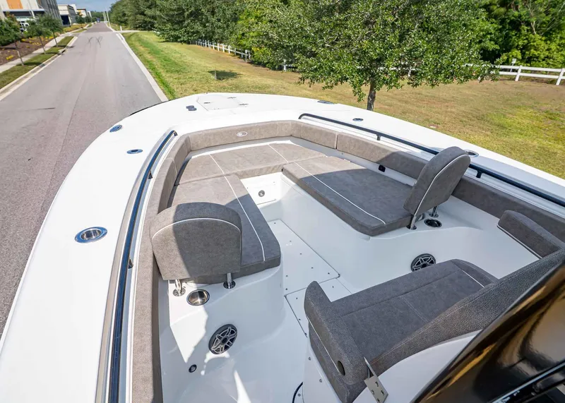 Slide: The Image of 2026 Sea Hunt ULTRA 285CB with spacious deck and seating area. - 27