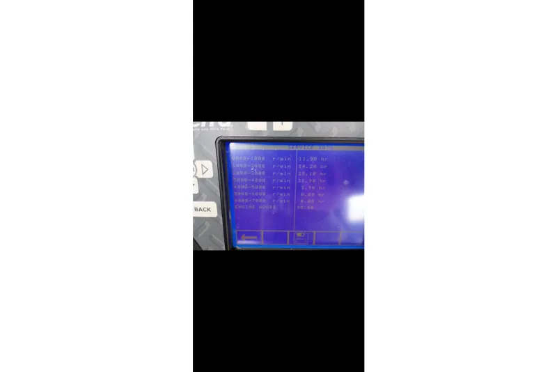 Slide: The Image of Close-up of a G3 machine display showing engine hours and RPM data. - 12