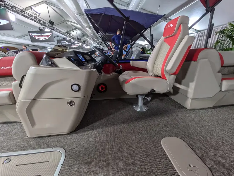 Slide: The Image of Interior of 2027 Bennington 23 SSR with modern helm station. - 6