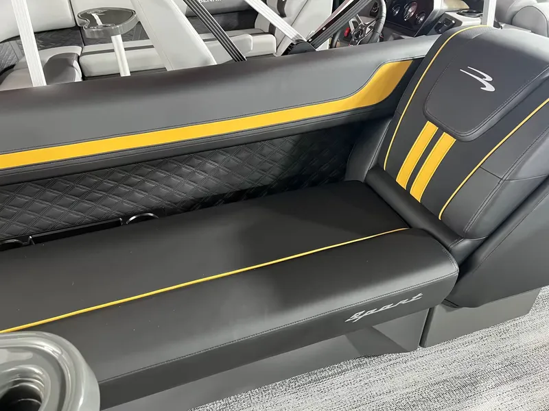 Slide: The Image of Luxurious black and yellow seating in Bennington 23SL 2027 boat. - 12