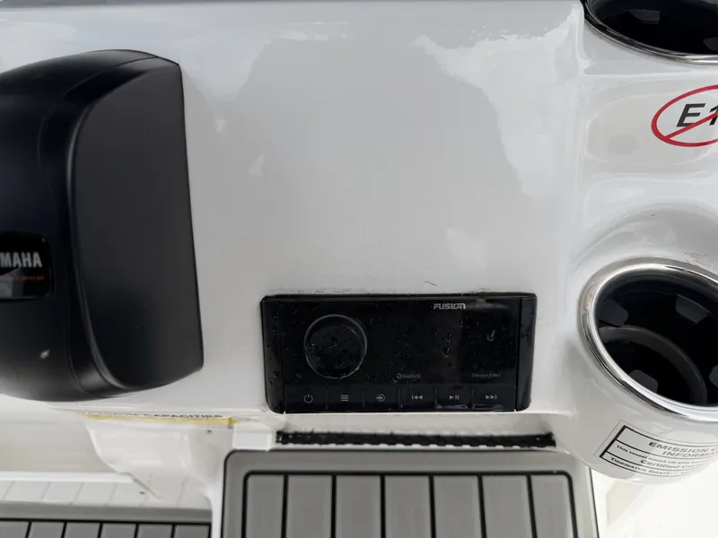 Slide: The Image of Yamaha control and Fusion stereo on Tidewater 2210 Carolina Bay 2026. - 13