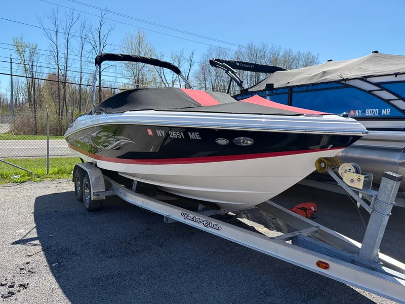 Slide: The Image of 2008 Regal 2200 Bowrider boat on trailer, side view. - 4