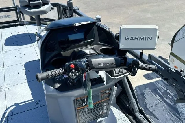 Slide: The Image of 2026 Sea-Doo PB SWT FISH dashboard with Garmin navigation system. - 18